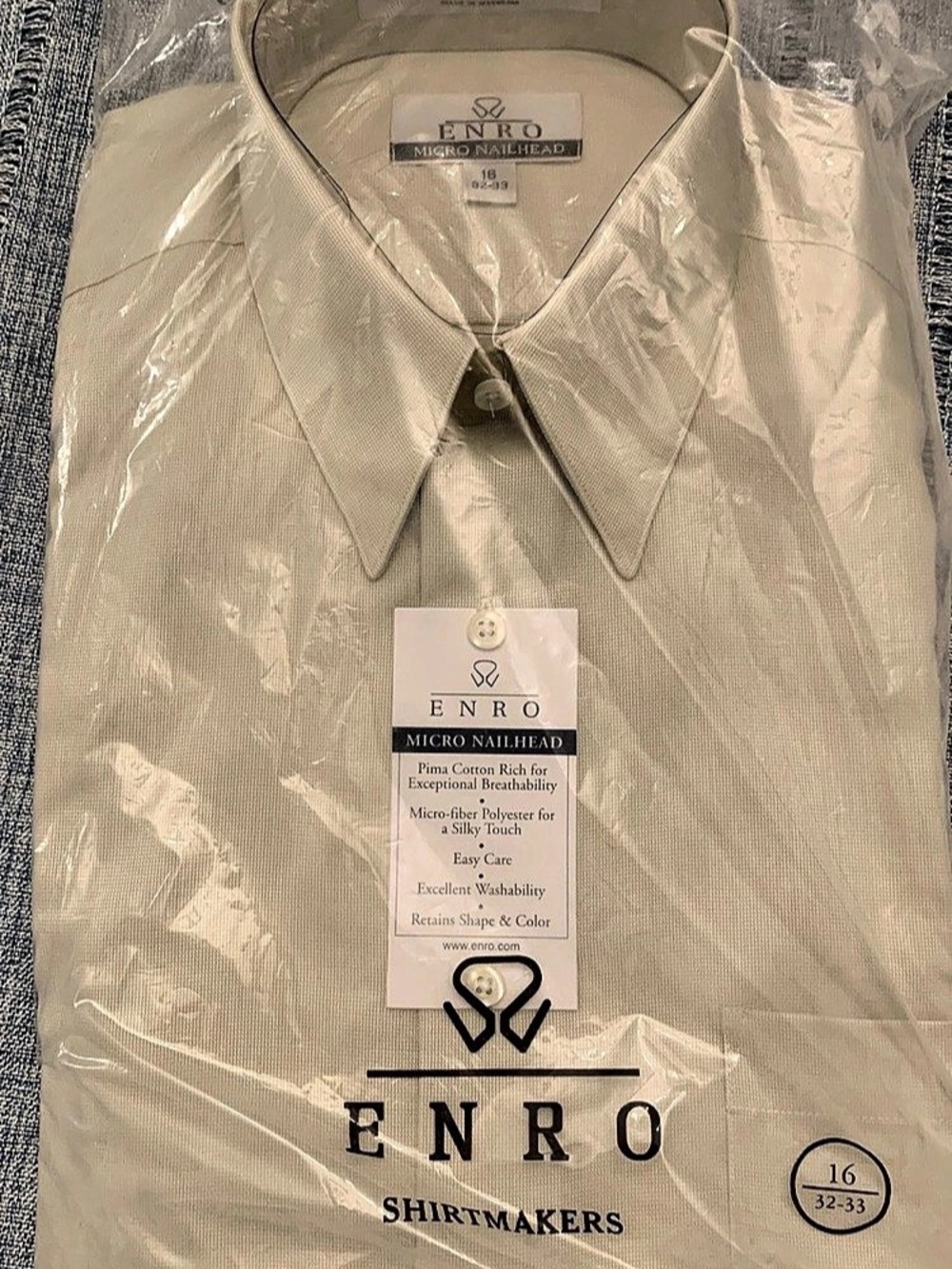 Enro Microhead Dress Shirt White Size 16 NWT
